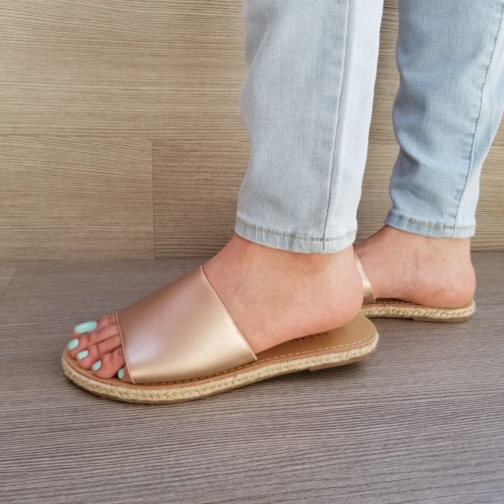 RoseGold Slip on Slider Flat Sandal Espadrille-C - Picture 7 of 8